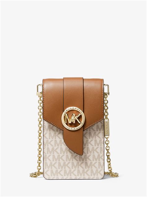 Small Logo and Leather Smartphone Crossbody Bag 